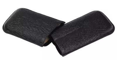 cigar case Robusto PU leather black 2 cig