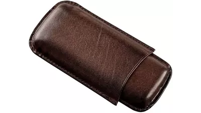 cigar case Angelo dark brown leather 3pcs