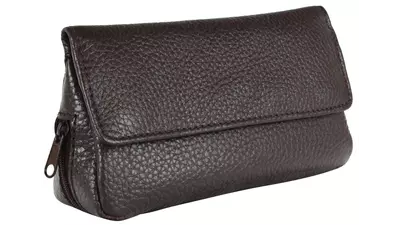 калъф за лула Leather dark brown 2 pipes