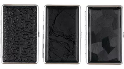 табакера Black leather look chrome frame asst. 14 cig 100mm