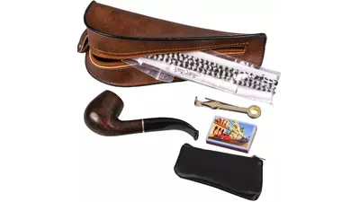 под. к-т за лула Pipe in dark brown pouch