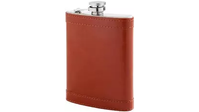 бутилка за алкохол Flask PU leather brown 8oz 240 ml