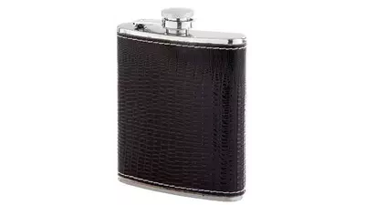 бутилка за алкохол Flask PU leather black 7oz 210 ml