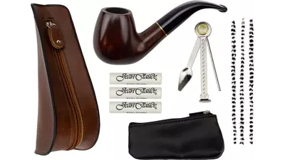 под. к-т за лула Starter set curved pipe+brown pouch