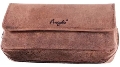 калъф за лула Angelo Brown for 2 pipe Goat Leather