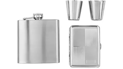 под. к-т Angelo Flask set with cigarette case chrome