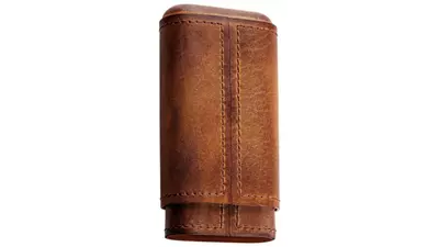 cigar case Angelo cognac leather cedar inside 3 cig