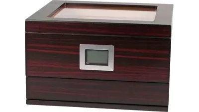 humidor Glass top Ebony matt with drawer 25 cig