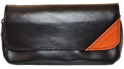 калъф за лула Angelo black brown leather 2 pipes