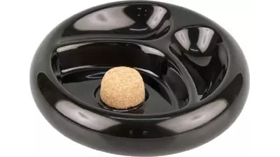 ashtray Pipe round black shiny 2 pipes