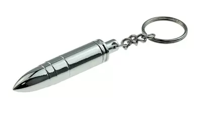 Bullet metallic keyring chrome 09352